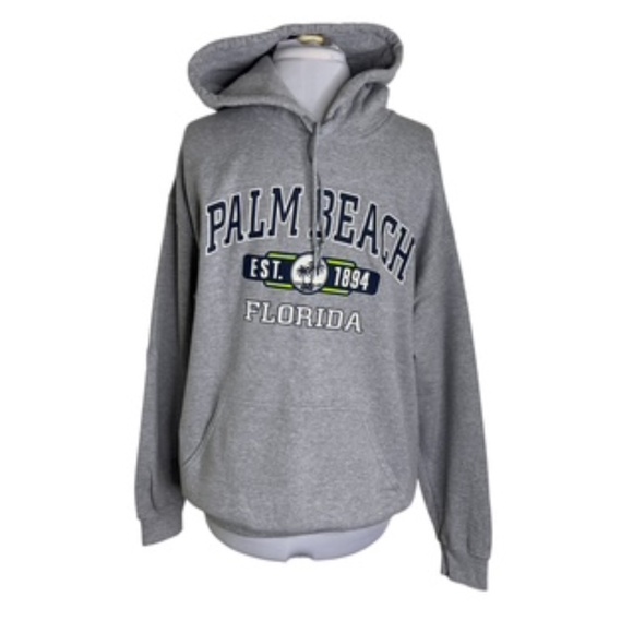 Gildan Other - Gildan Heavy Drawstring Gray Hoodie with Palm Beach Logo Men's L